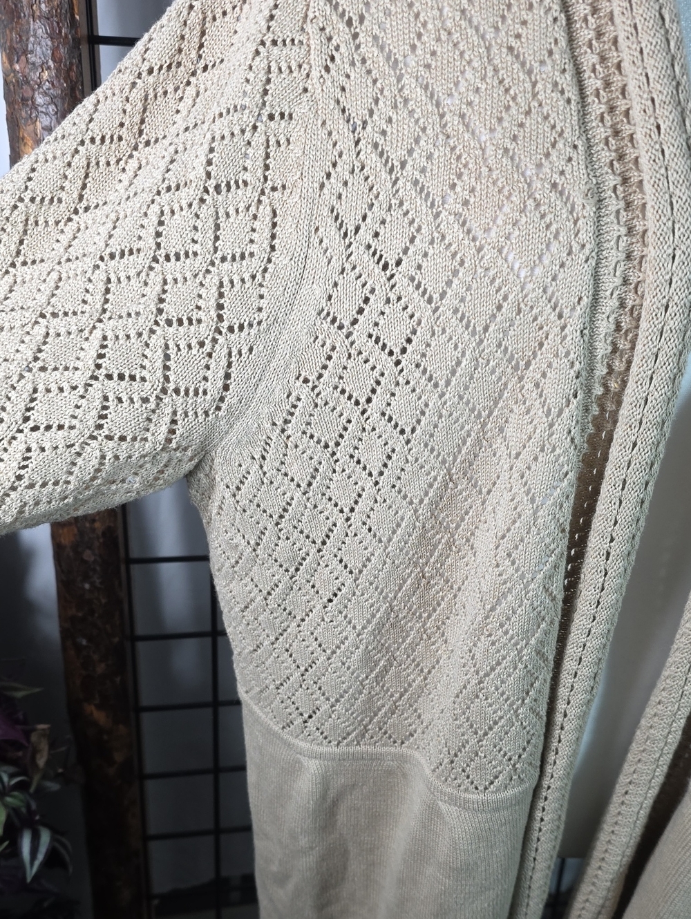 CJ Banks Taupe Open-Front Knit Cardigan with Pockets - Picture 3 of 8